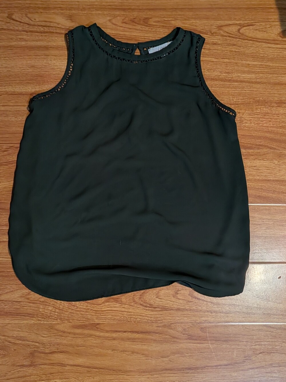 LOFT Black Sleeveless Camisole with Eyelet Trim
